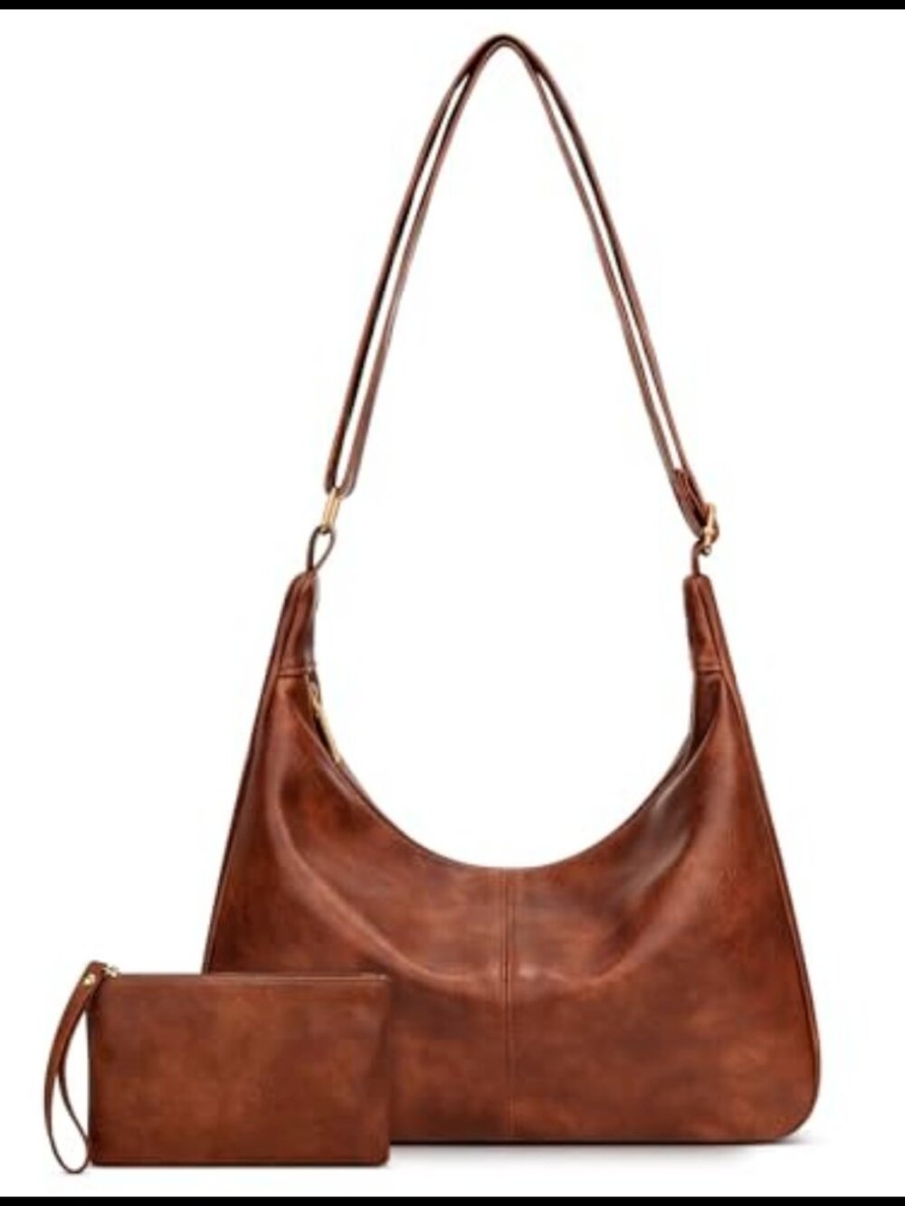 Slouchy Hobo Shoulder Bag Vegan Leather Everyday Purse Wristlet